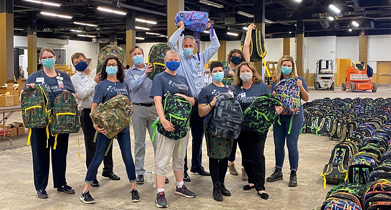 Last year, a group of Mission Health colleagues in North Carolina showed up for United Way of Asheville and Buncombe County’s 2021 School Supply Drive, contributing more than 200 fully stocked backpacks for students.