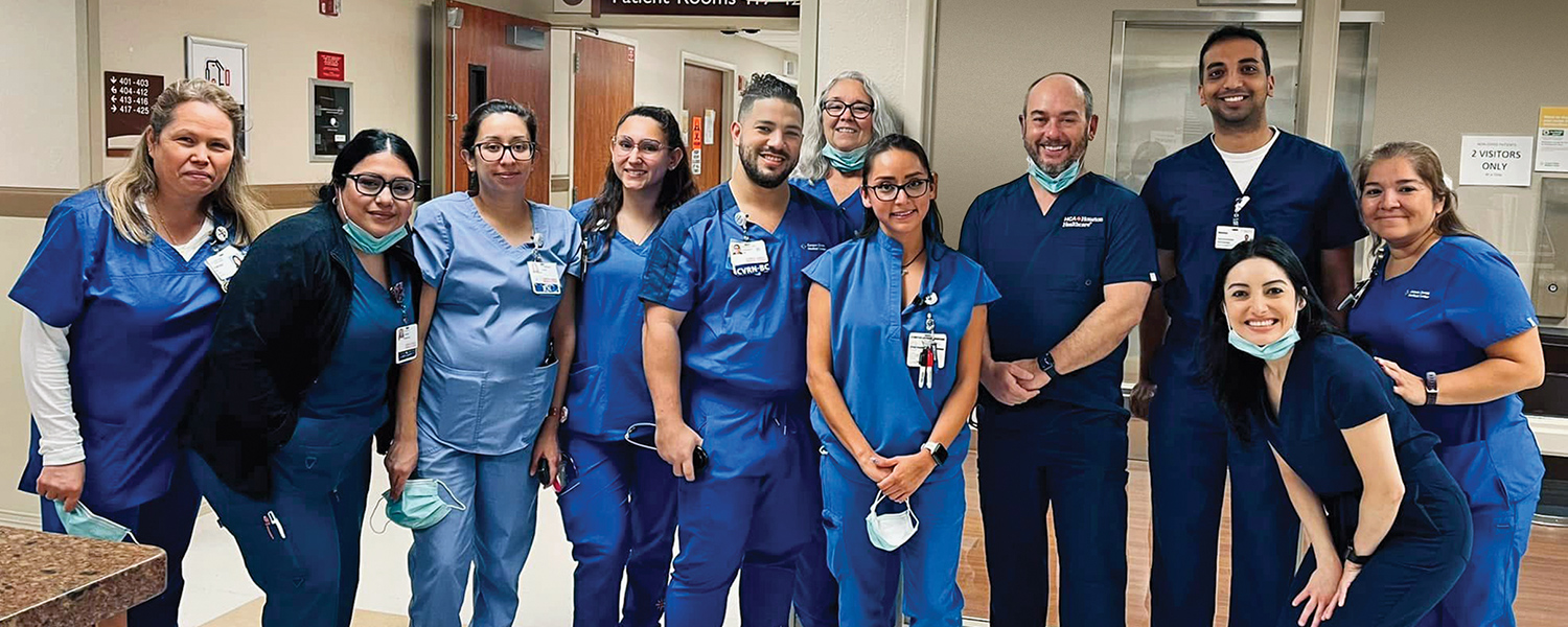Photo of colleagues at Corpus Christi Medical Center Bay Area in Corpus Christi, Texas during a visit with market vice president of human resources, Doug Goodman.